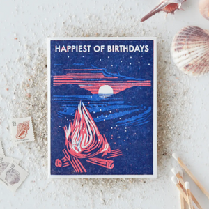 Greeting Card- Beach Bonfire, Birthday