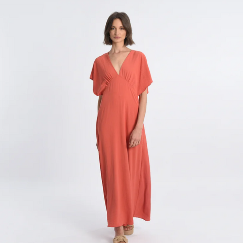 Woven dress- Coral