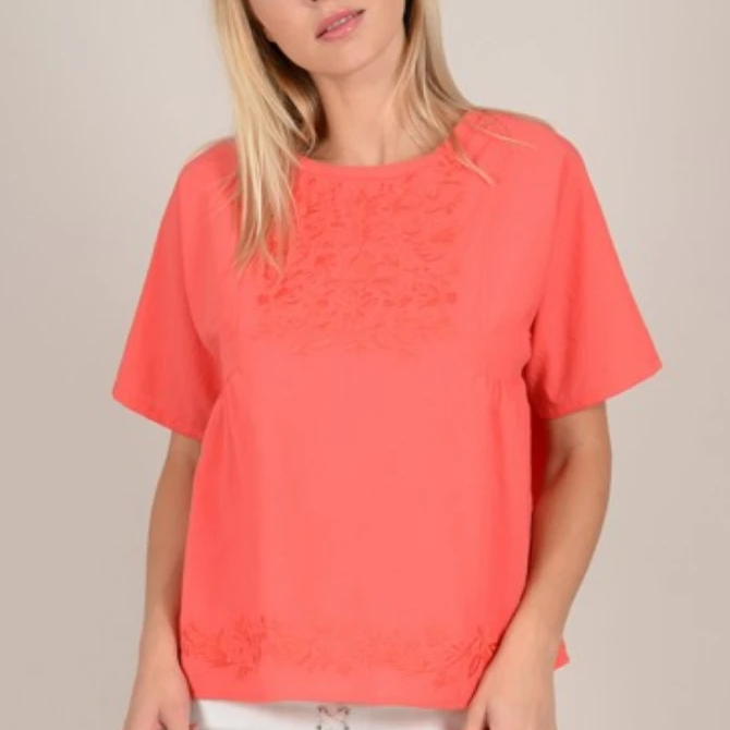 Ladies Woven Top, Coral