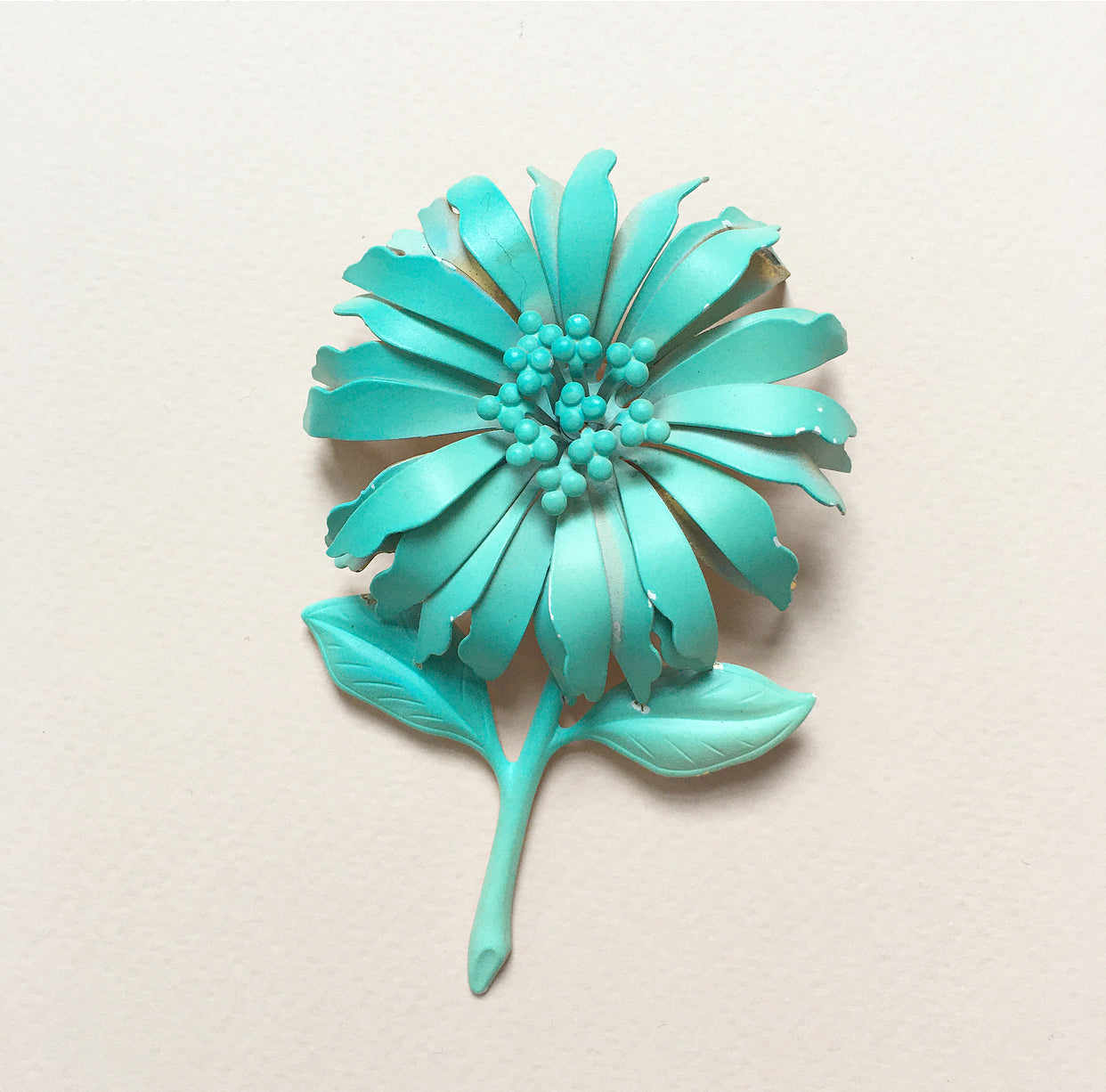 Light Turquoise Flower Brooch- Vintage