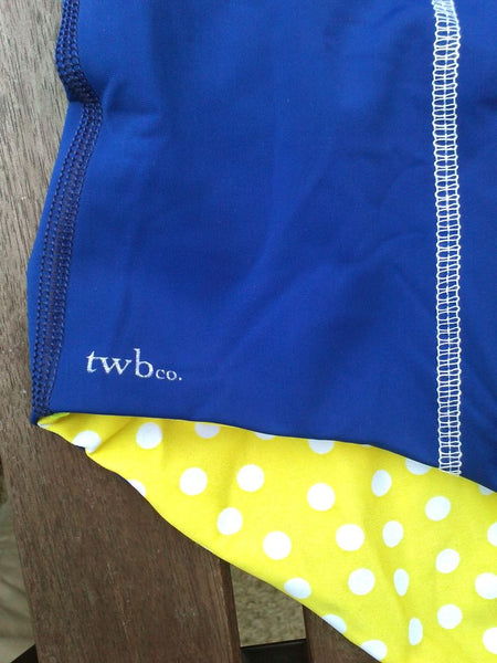 Miss. Woods Bather in Royal Blue/Yellow Dot